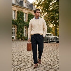 AMI Paris Virgin Wool Spring Elastic Waist Trousers Quiet Luxury Size 36 US Xs